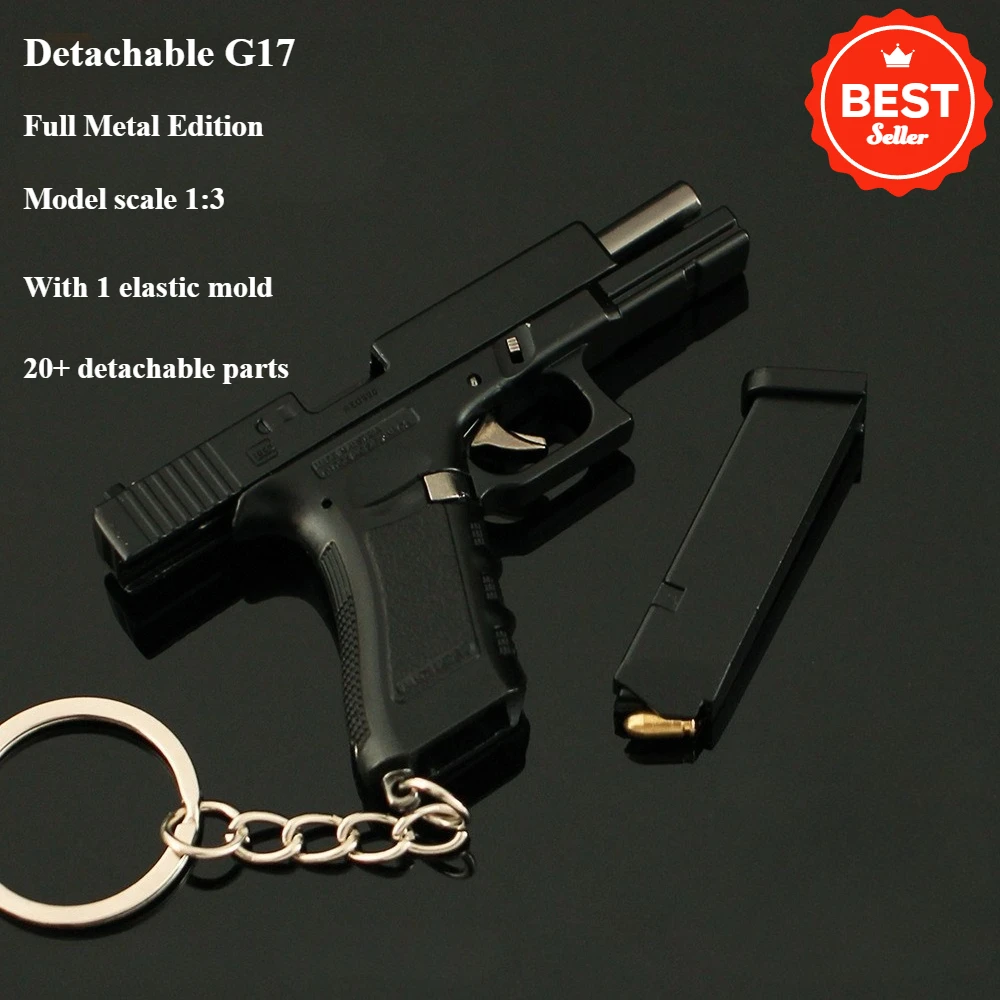 

New 1:3 Detachable Full Metal High Quality Alloy Toy Gun Model G17 Keychain Pendant Men's Decompression Toy Gift
