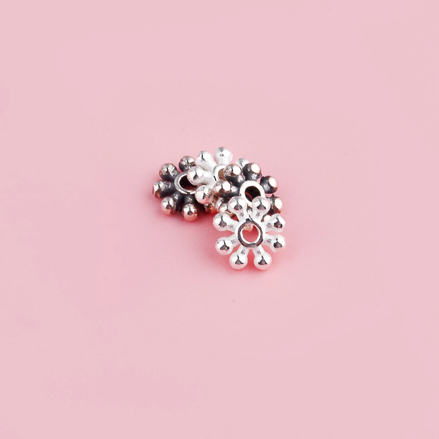 S925 sterling silver beaded gear snowflake spacer handmade DIY braided beaded bracelet accessories