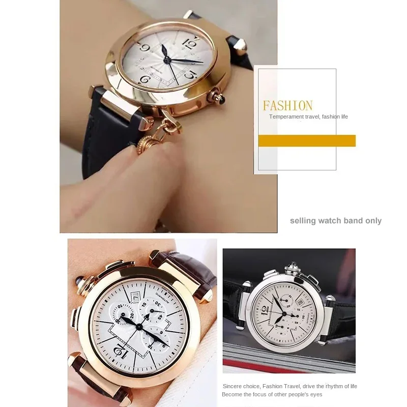 21x15mm 20x12mm 18x10mm For Cartier PASHA Folding Buckle watch strap Genuine leather men women watchband Wristband accessories