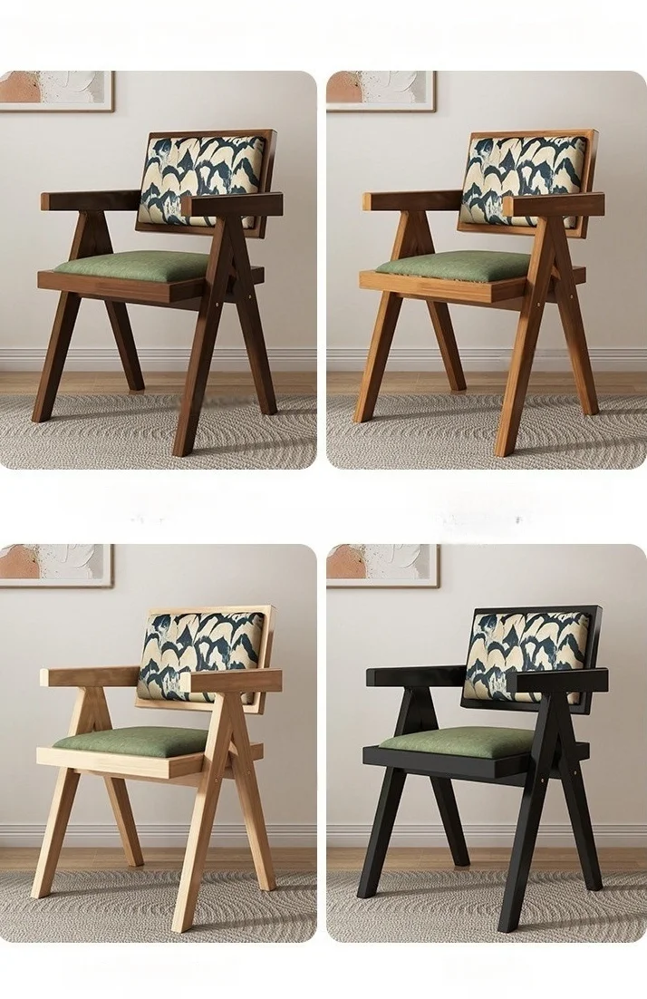 Chandigarh Backrest Dining Chair  Nordic Restaurant Furniture Modern Fabric Soft Wood Hotel Lounge Chair