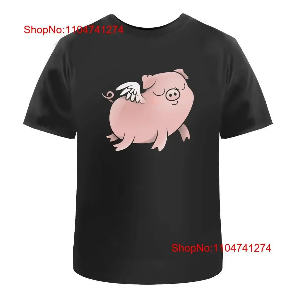 

Хлопковая футболка «Летающая свинья» TA024768 винтажная стираная уличная одежда Стильная растянутая повседневная универсальная футболка с рисунком слегка мягкая