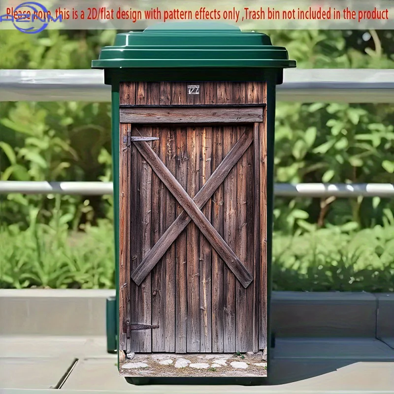 X-Shaped Wood Structure Stickers | Rustic Barn Door And Old Wooden Entrance Trash Can Decals, Country Style Gate Trash Can Sti