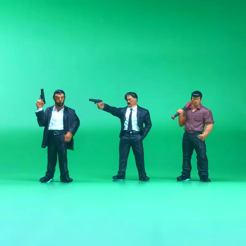 Miniature Figurines 1/64 Action Figures Boss of The Gang Leader of The Gang Gang Member Sand Table Scene Ornament Accessories