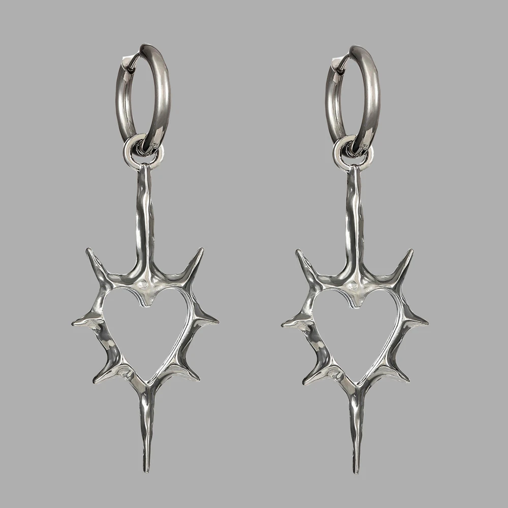 Y2K شوكة مسنبل القلب أقراط القوطي الصليب أقراط للنساء الهيب هوب خمر اكسسوارات الشرير Charms القرط الجرونج مجوهرات