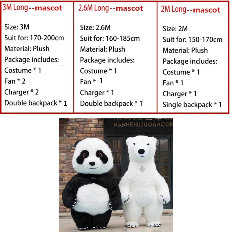 Giant Panda กระต่ายเสื้อผ้า Street ตลกหมีขั้วโลกเสื้อผ้าเล่นบทบาท Plush ตุ๊กตา Inflatable Mascot Chebulashka