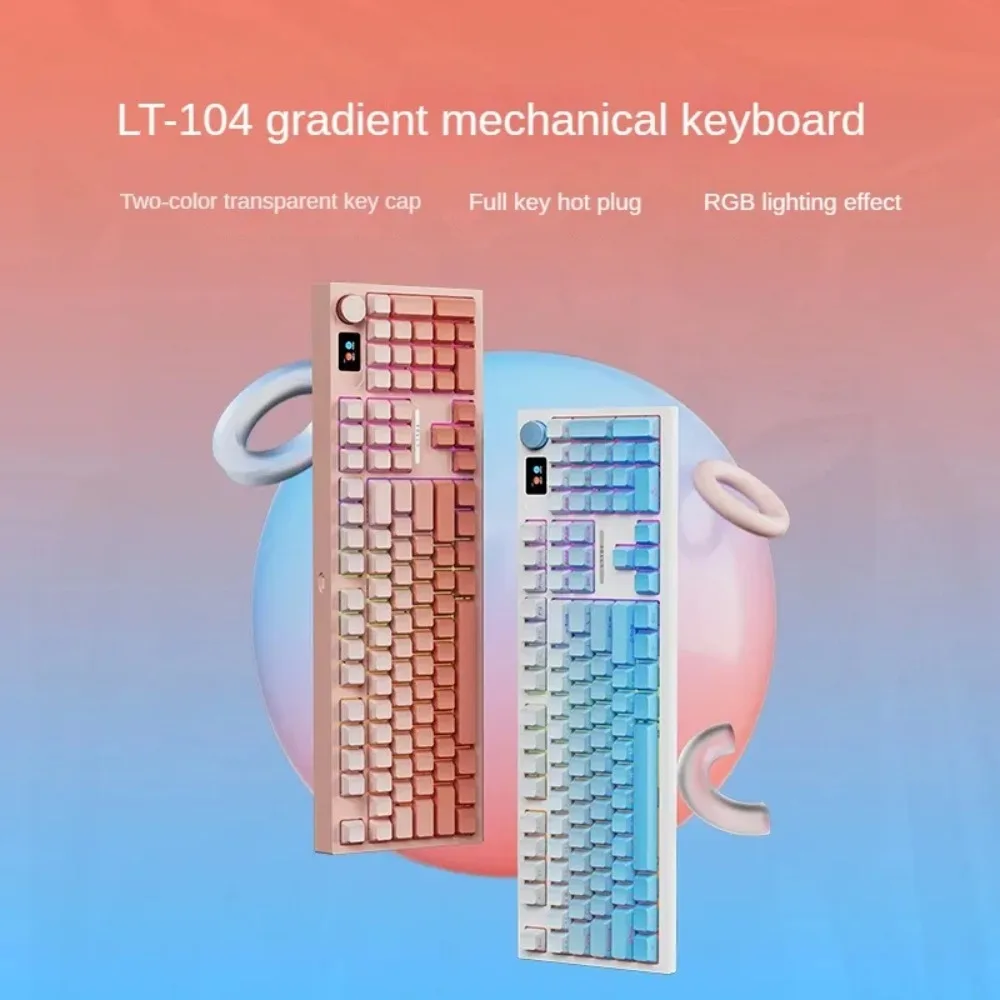 LANGTU LT104 Side Engrave Gradient Custom Mechanical Keyboard Wireless 2.4g Bluetooth Triple Mode RGB DIY Hotswappable Ergonomic