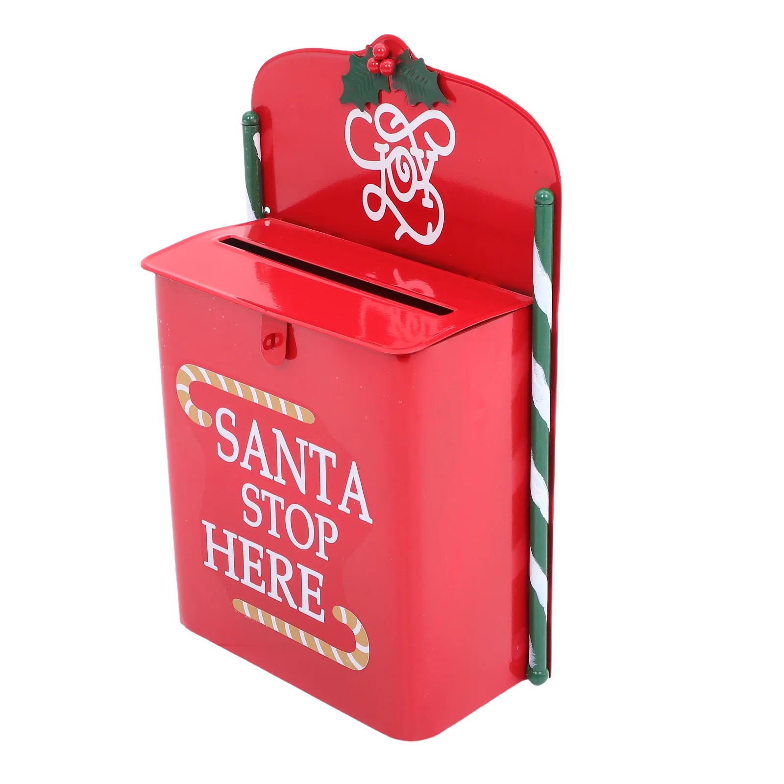 

Wall Mount Metal Santa Mailbox Red Christmas Decorative Box Home Decoration Santa Stop Here Festive Gift Vintage Xmas Post