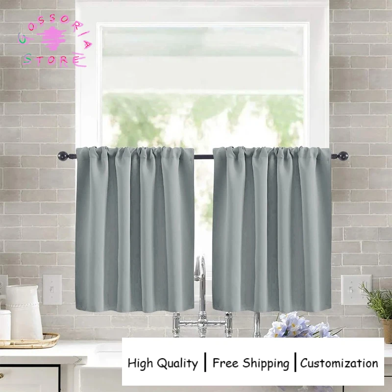 

Sample Custom Solid Short Blackout Curtains for Kitchen Bathroom Small Window UV Protection Thermal Insulated Decor