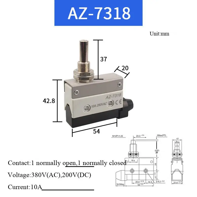 Silberkontakt 10A Endschalter Mikroschalter CZ TZ AZ-7311 7312 7310 7121 7141 7100 – Detail 5