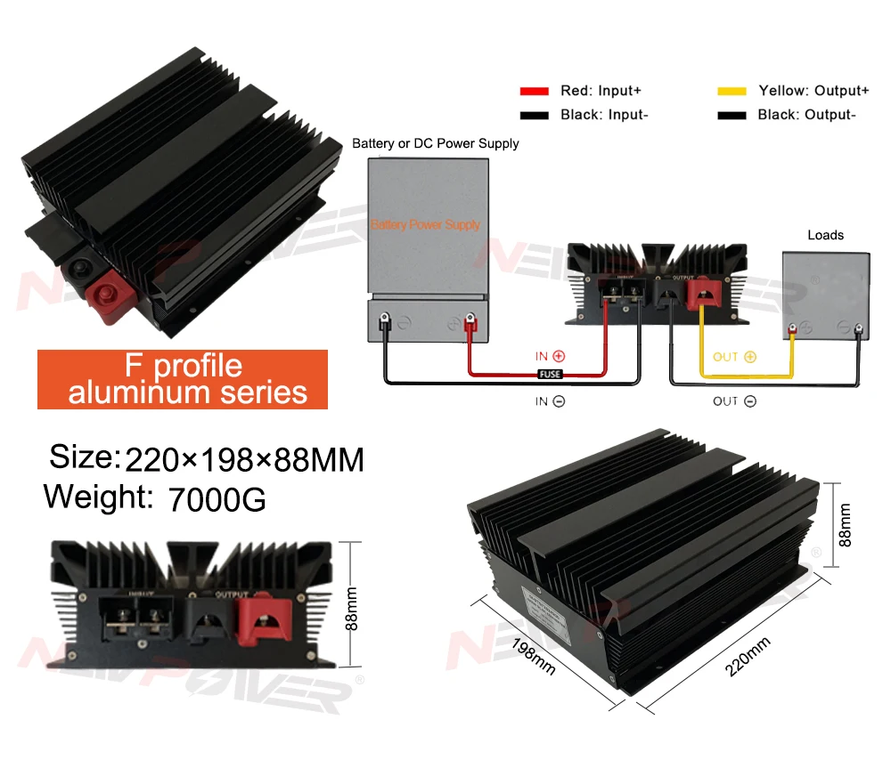 72 volt to 24 volt High-power 200A DC DC Converter 30-90V 36V 45V 48V 52V 60V 64V 75V 84V 80V TO 24V 200A 2400W Step down power