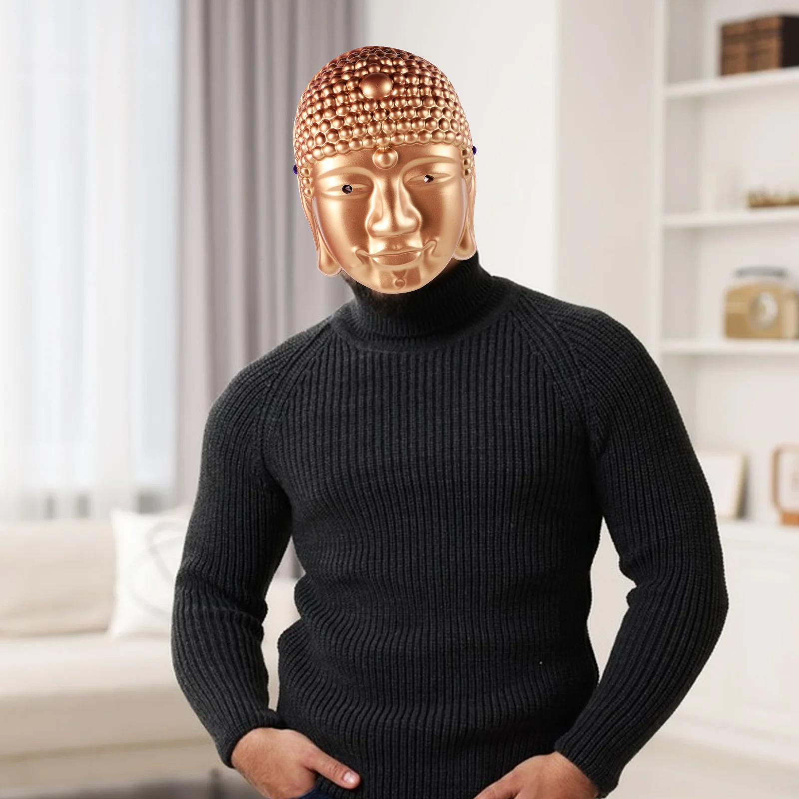 

2Pcs Halloween Buddha Head Masks Realistic Design Unisex Costume Masquerade Party Carnival Novelty Full Face Mask