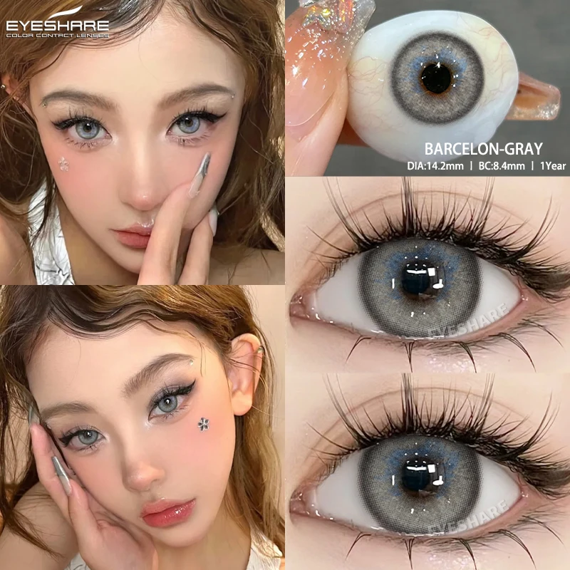EYESHARE 1 Paar farbige Kontaktlinsen für Augen, Kosmetik, hochwertige graue Linsen, grüner Kontakt, modische kosmetische Augenkontakte