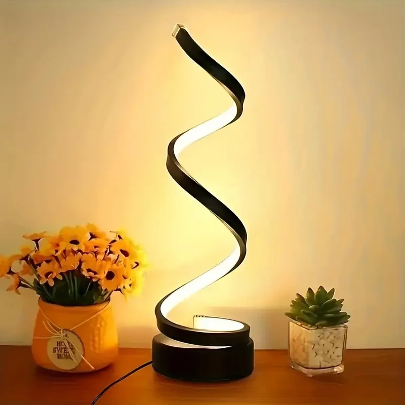 

LED Spiral Table Lamp Living Room Bedroom Bedside Bar Atmosphere Desk Night Light Creative Modern Simple Adjustable LED Lamp