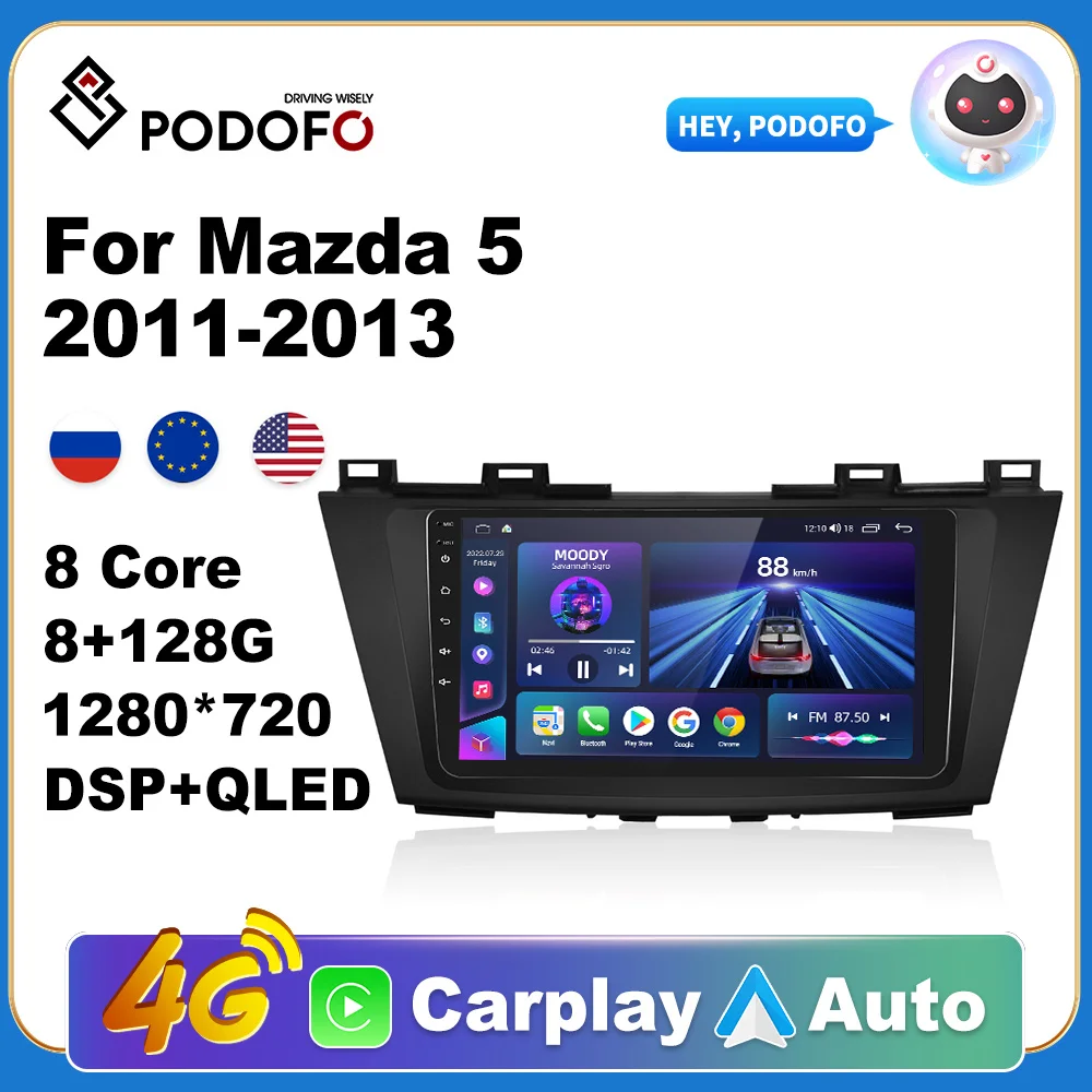 

Podofo 2 din Car Android CarPlay Radio Multimedia Player For Mercedes-Benz C-Class 2007-2010 Autoradio AI Voice GPS Navi 4G WiFi