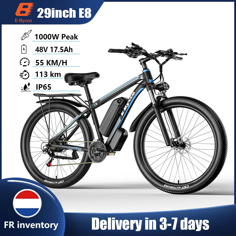 Vélo électrique EBYCCO E8 29'' 1000W de puissance maximale 48V 17.5Ah avec assistance au pédalage pour les trajets quotidiens