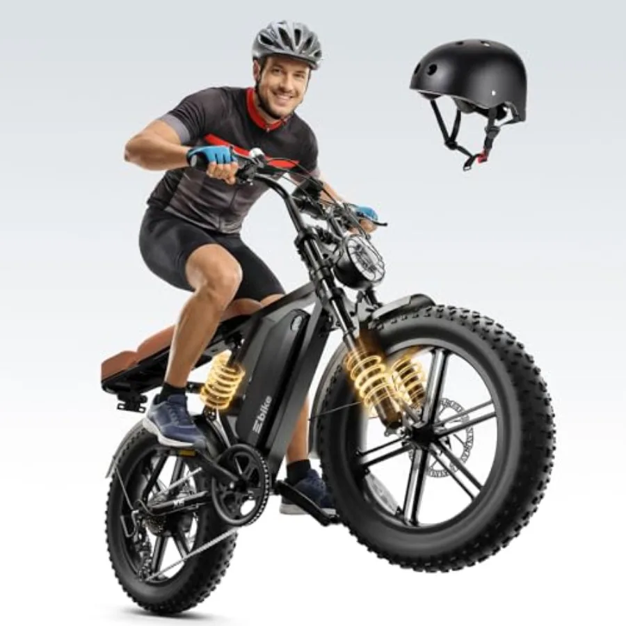 

All-Terrain Electric Bike for Adults, Aluminum Alloy Frame, Black, 1500W Peak Power, 20 Fat Tires, 60/130 Miles Range, UL 2849