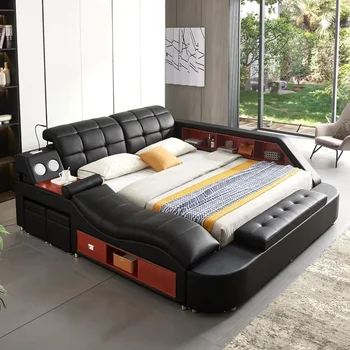 Struttura letto multifunzionale, letto intelligente, chaise longue da massaggio/altoparlante musicale/porta USB/cassetto portaoggetti, testiera regolabile