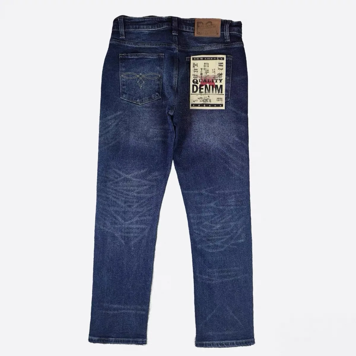 Retro American Elastic Denim Jeans Indigo Washed Thick Straight Cut Men's Comfortable Breathable Autumn Season Vintage Style