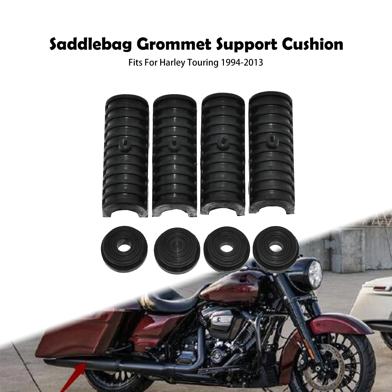 

Motorcycle Rubber Grommet Support Cushion Hard Saddlebag Cushion Kit For Harley Touring Street Glide FLHT Road King FLHTCU 94-13