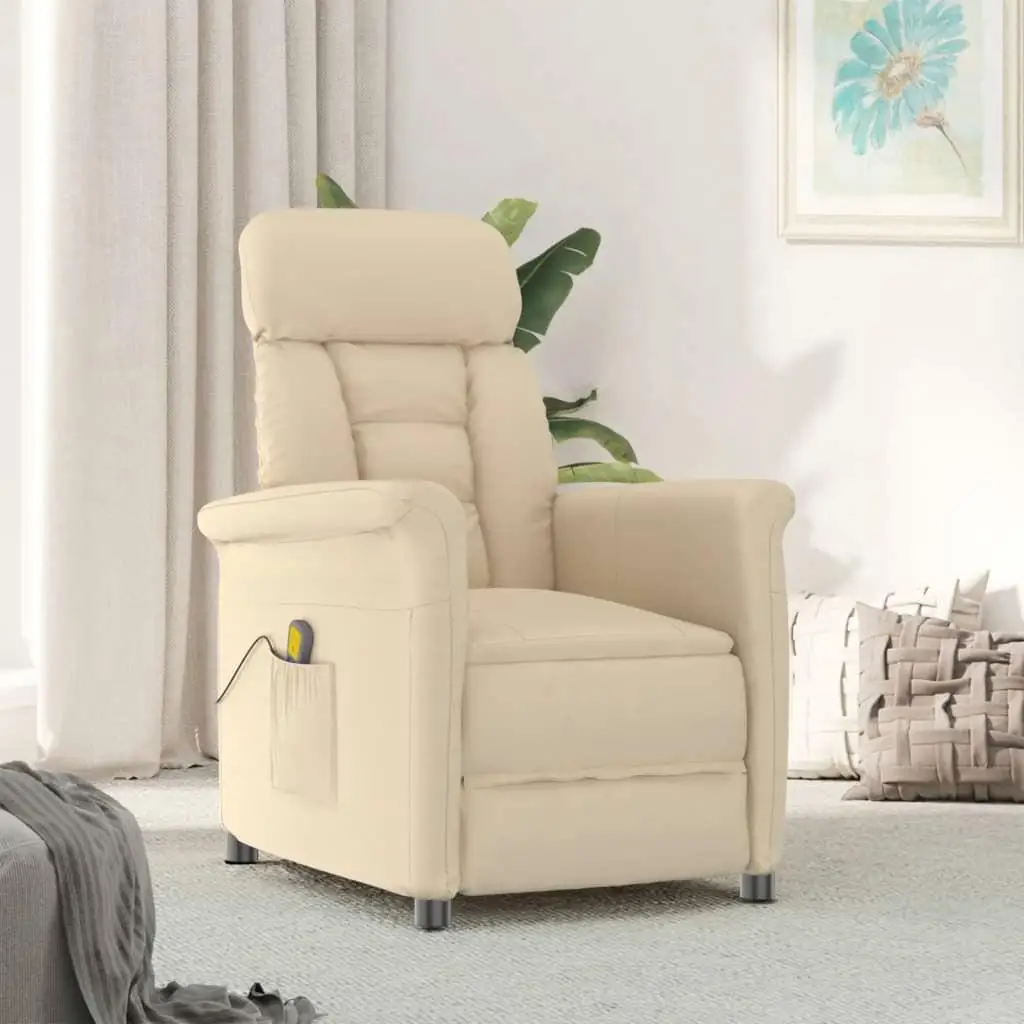 Luxury Cream Faux Suede Leather Massage Recliner Chair for Comfort