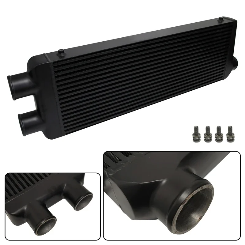 Bar& Plate Front Mount Intercooler Universal 2 Inlets to 1 Outlet OD 76mm Core Size 31.5