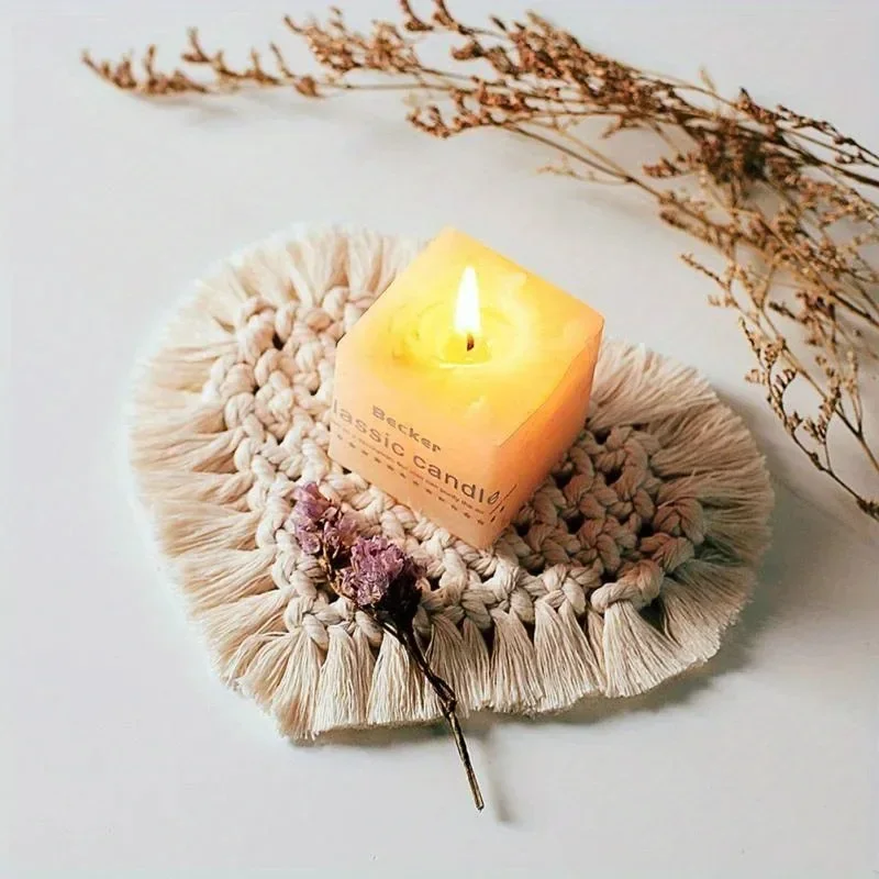 1Pc Home Creative Cotton Braid Coaster Handmade Macrame Cup Cushion Bohemia Style Non-slip Cup Mat
