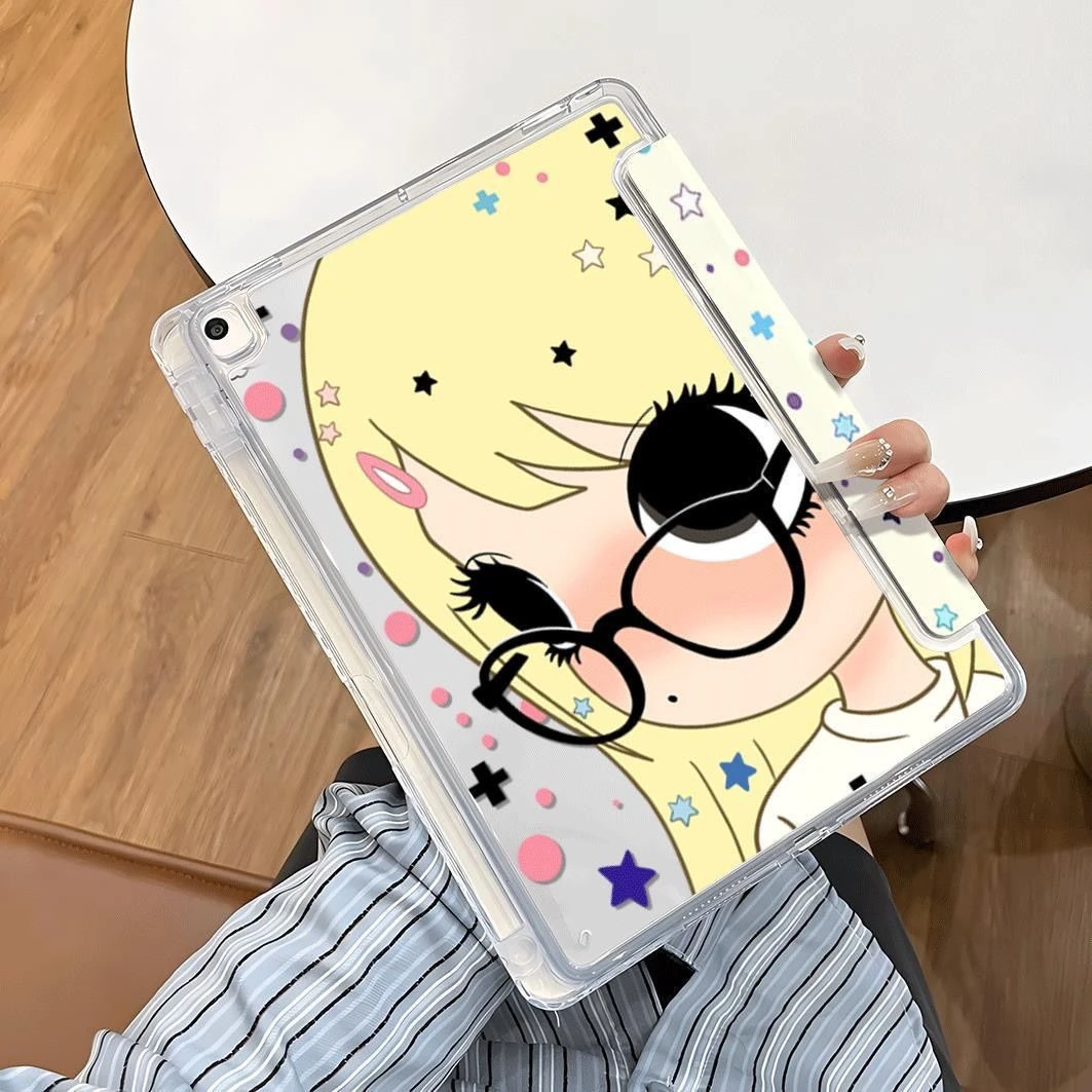 Yellow Anime Girl New Tablet Case For iPad Pro 11 12.9in 13 M4 M5 Case 9.7 10.2 5/6th 7/8/9 11th Mini Air 3 4 5 6 7 Cover