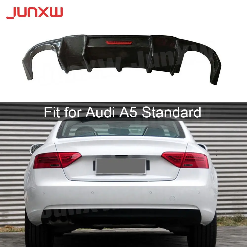 Rear Diffuser Bumper Lip Splitters Spoiler With Led Light for Audi A5 Standard 2012-2016 Carbon Fiber Car Accessories