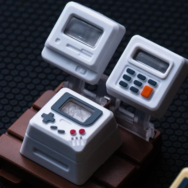 Mini Mechanical Keyboard Retro Transparent Keycap Set Cute Game Console Replacement Display Content Keycaps Gameboy Bully