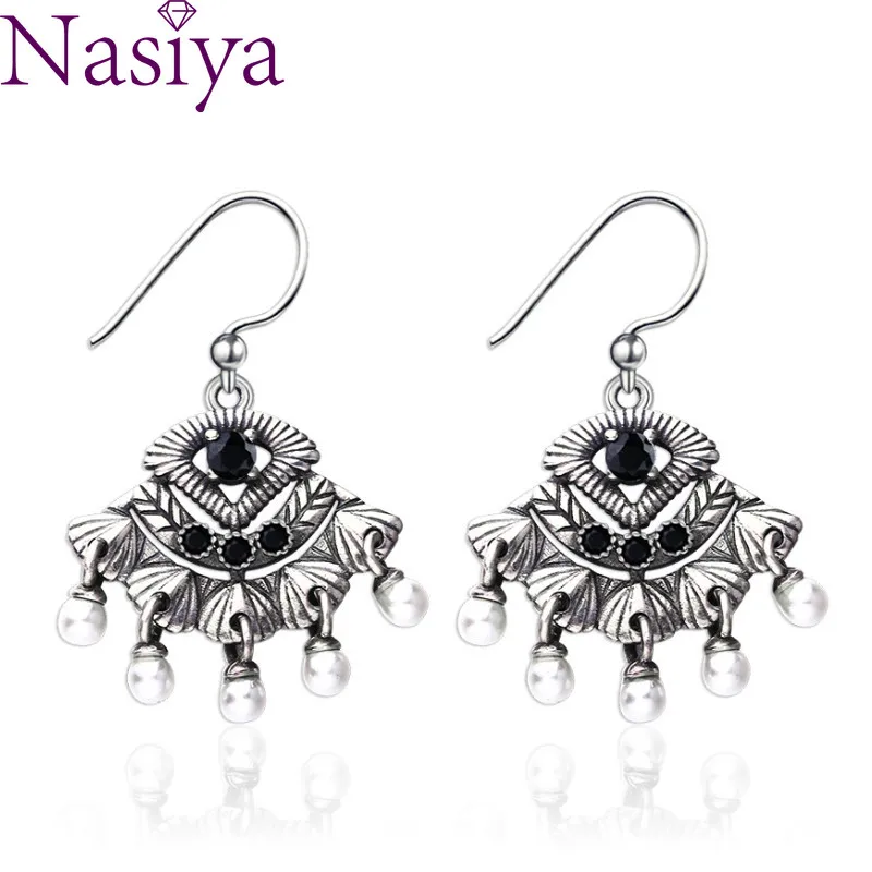 Silver Drop Earrings DIY Retro Style Women Fashion Wedding Party Fine Jewelry Earrings for Women Bohemia Style