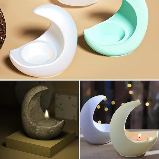 DIY kryształowa forma z żywicy epoksydowej Half Moon świecznik ozdoba silikonowa forma