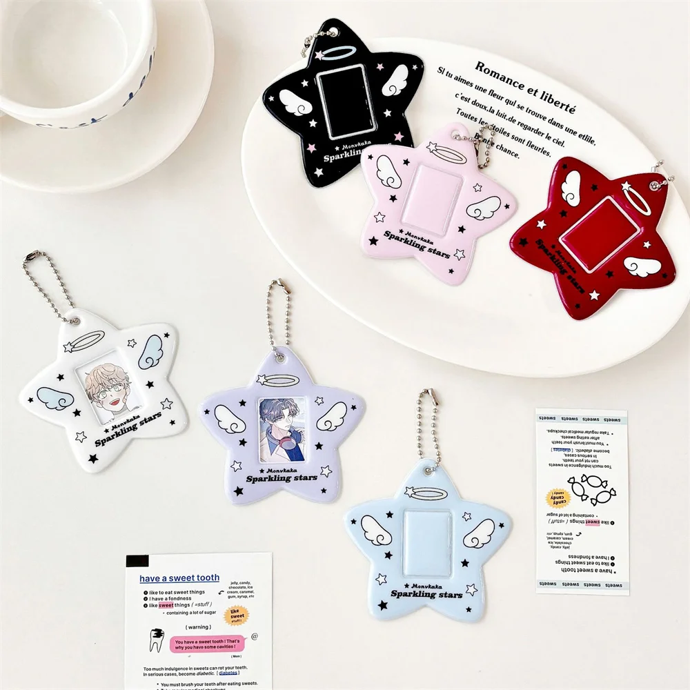 1/2 Inch Small Card Holder Colorful Angel Star Id Photo Card Holder Star Chasing Card Holder Bag Pendant