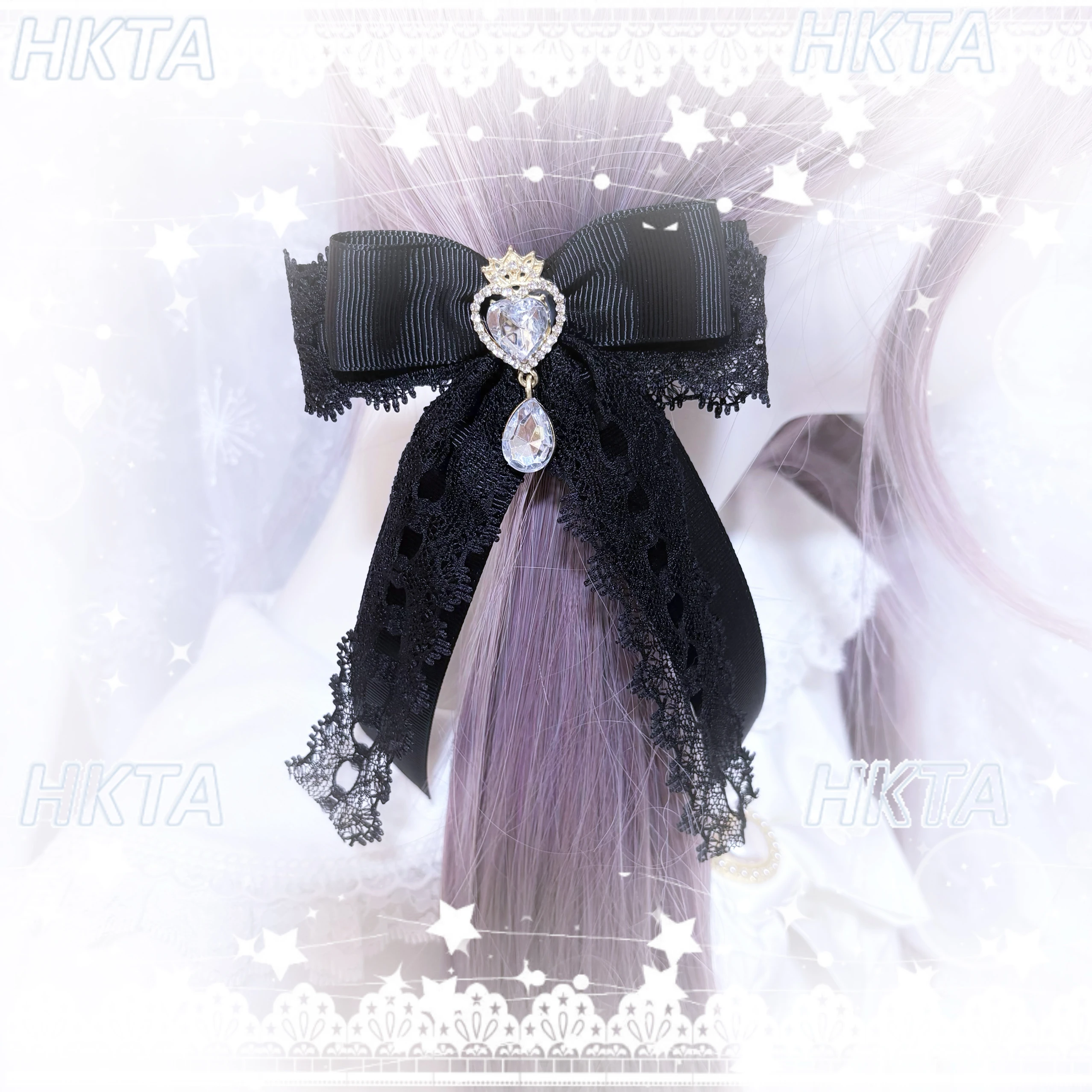 

Japanese Style Handmade Mass Produced Bud Clips Female Sweet Love Crown Rhinestone Lace Bow Lolita Liz Hairpin Headgear Women