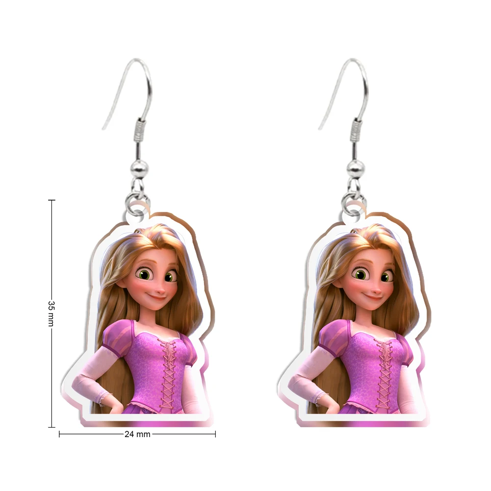 Disney Rapunzel Princess Transparent Resin Earring Hook for Women Girls Jewelry Cute Design Earrings Accessories Party Gift