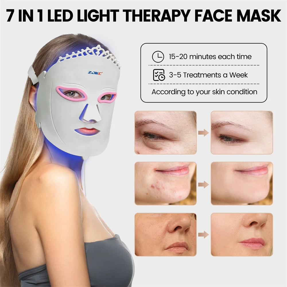 Zjkc Siliconen Led Lichttherapie Masker Voor Gezichtslamp Schoonheidsmasker 360 Led Kralen Huid Lichttherapie Verbeteren Huidskleur Anti-Veroudering