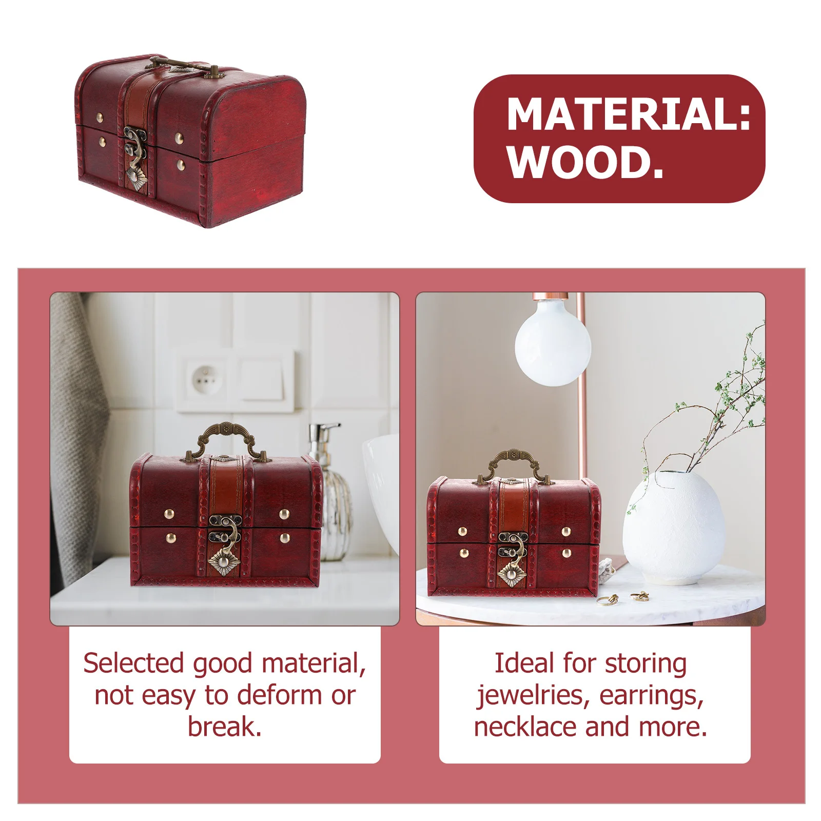 

European Style Wooden Storage Box Large Capacity Jewelry Organizer Retro Vintage Table Decor Gift Container Storage Case