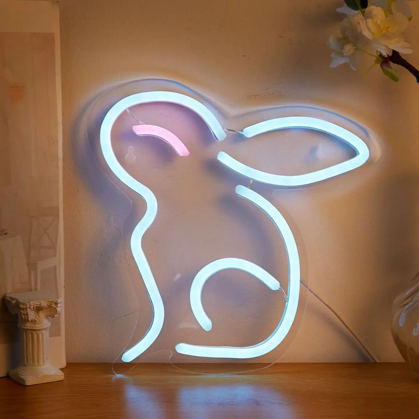 

Chi-buy светодиодный неоновый кролик с питанием от USB неоновые вывески ночник 3D настенное искусство спальня гостиная Декор лампы вывески