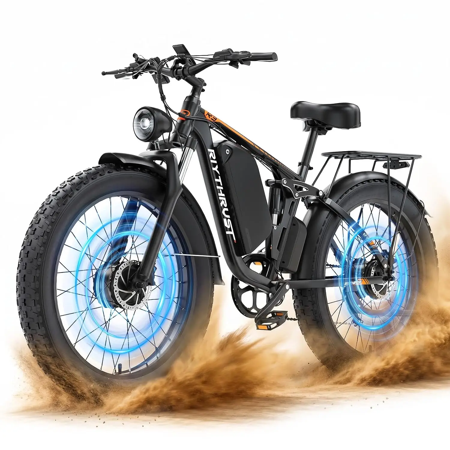 9000W Peak Dual Motor Electric Bike 26 Fat Tire Full Suspension 58V 36Ah 45MPH Off Road Snow Sand Ebike, Customized