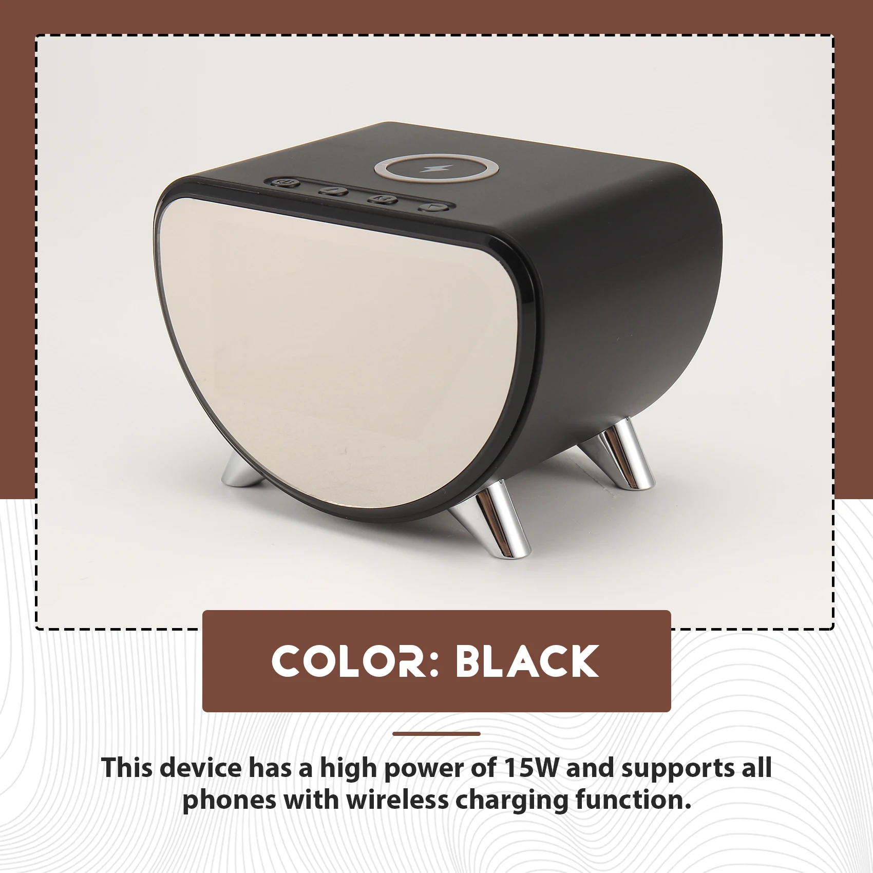 Multifunctional Alarm Clock Temperature Clock Wireless Charger LED Mobile Phone Three in One Wireless Charger