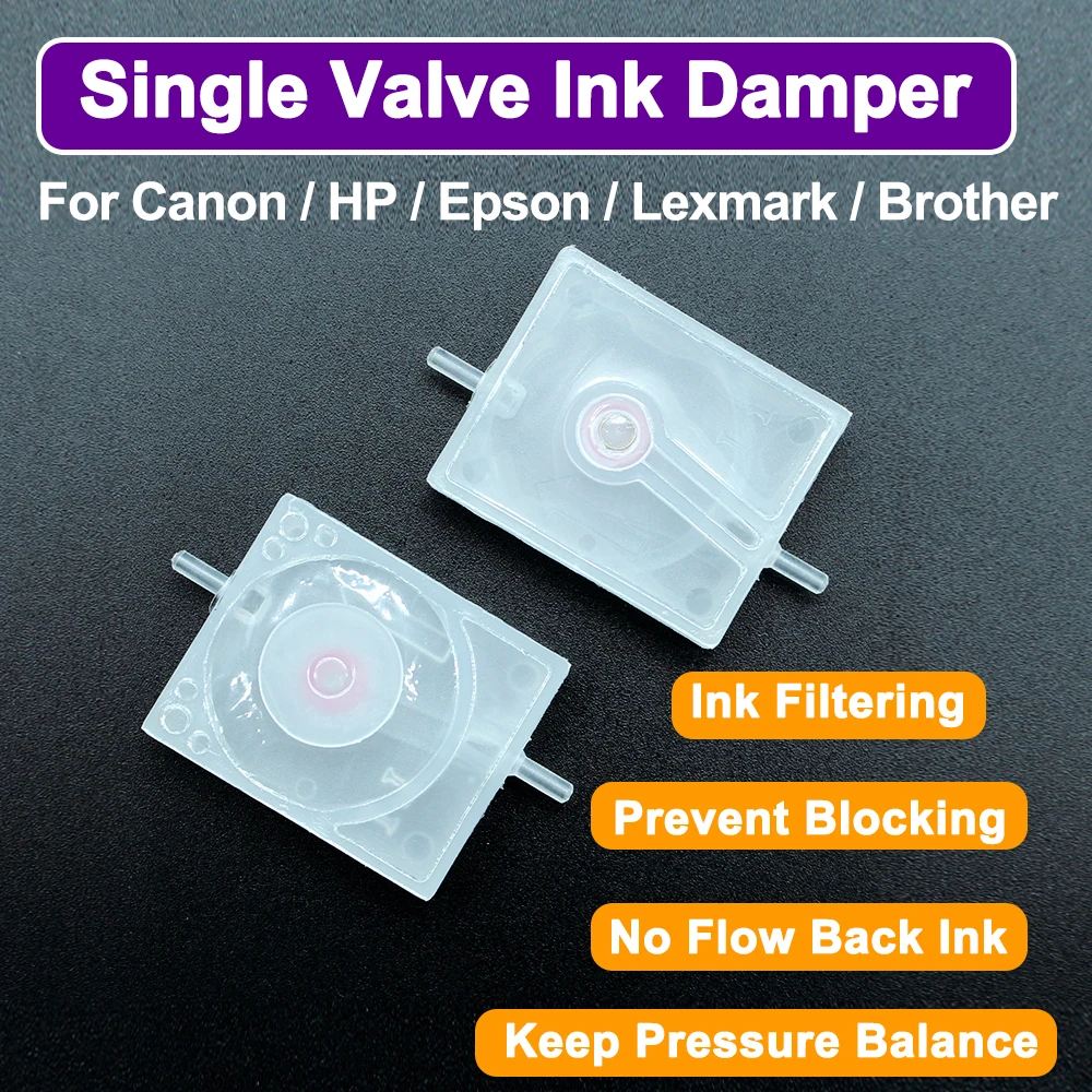 Non-return Valve Damper  Single Valve Single Pass One Way Valve Ink Damper For Canon/ HP/ Epson/ Lexmark/ Brother Ink System