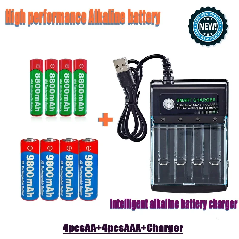 New Model Latest Smart Charger AA AAA Rechargeable Battery 1.5V AA 9800mAh AAA 8800mAh Suitable for Various Electronic Devices