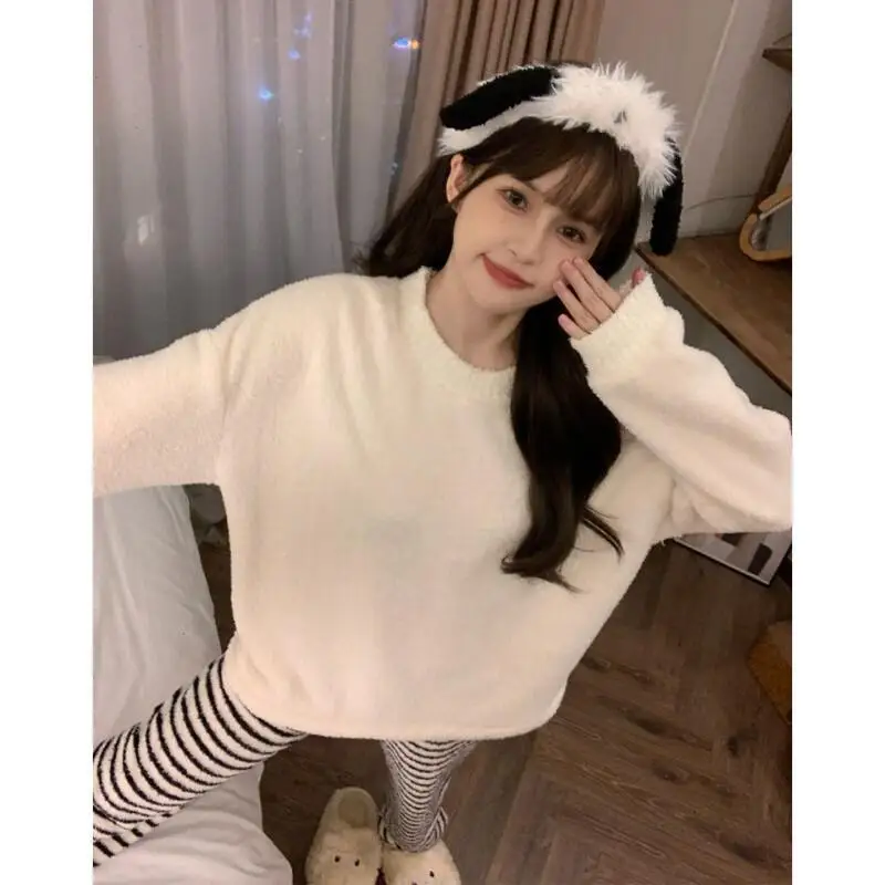 new Winter Women's Pajama Set Girl Nightwear Set Soft Polar Fleece Cozy Warm Thick Home Loungewear Sleepwear Youthful Style