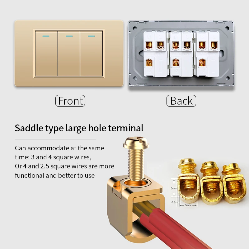 PSSRISE 브라질 태국 미국 A18 벽 조명 스위치 전원 소켓, 5V 2.1A USB C타입 충전기, 골드 PC 패널 TV TEL 컴퓨터 벽 콘센트