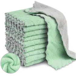 10pcs Cleaning Rags Thickened Coral Fleece Dish Towels Household Absorbent Non-shedding Dishwashing Cloth Kitchen Supplies