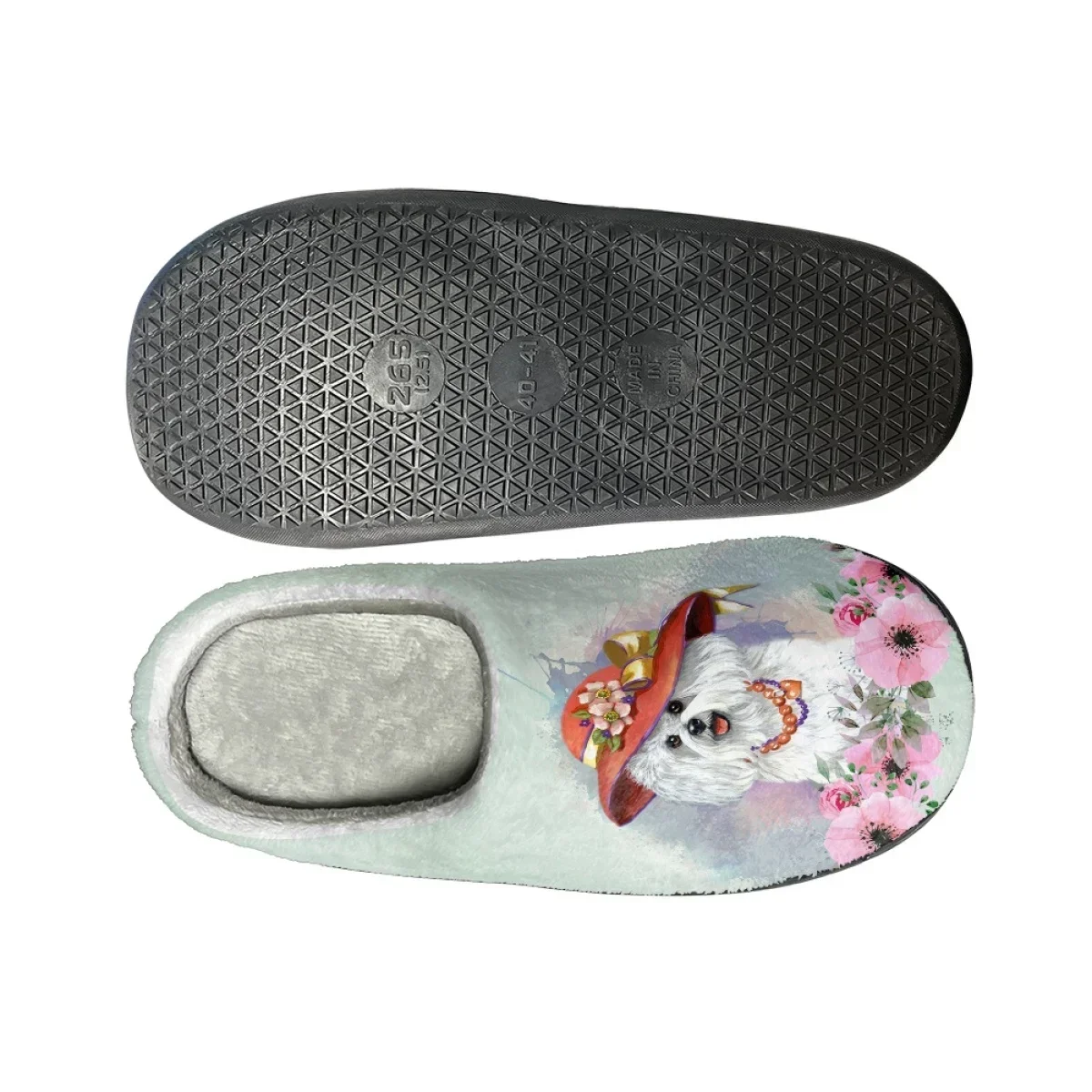 Maltese Dog Design Winter Women's Flats Slippers Indoor Non Slip Home Slides Dropshipping Versatile Cozy Warm Cotton Slippers