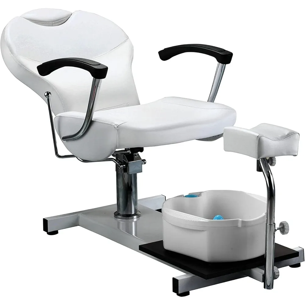 Spa Pedicure Chair Spa Chair with Hydraulic Pump Adjustable Footrest Foot Spa Massage Unit for Home, Salon (White)