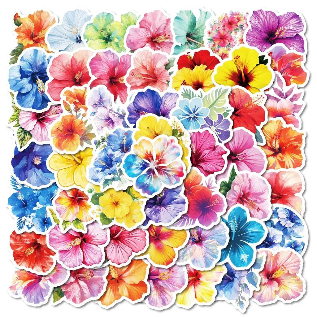 50Pcs Mixed Color Floral Doodle Stickers, Waterproof Flower Pattern Decals for Luggage, Skateboard and DIY AnimeWorlds Store
