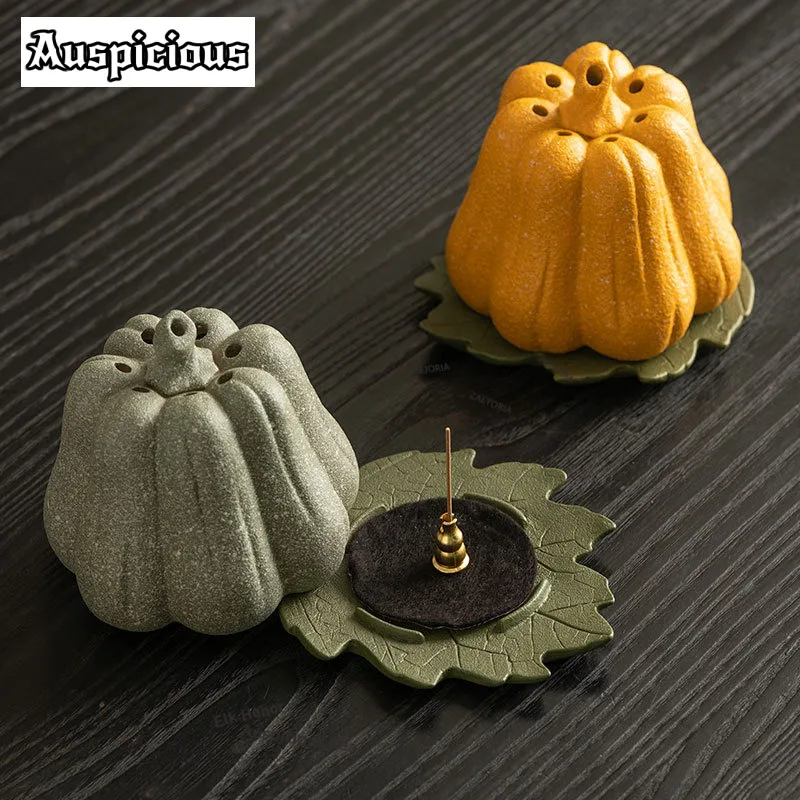 Bionic Pumpkin Incense Holder Incense Waterfall Incense Burners Mosquito Coil Holder Meditation Censer Indoor Supplies Craft