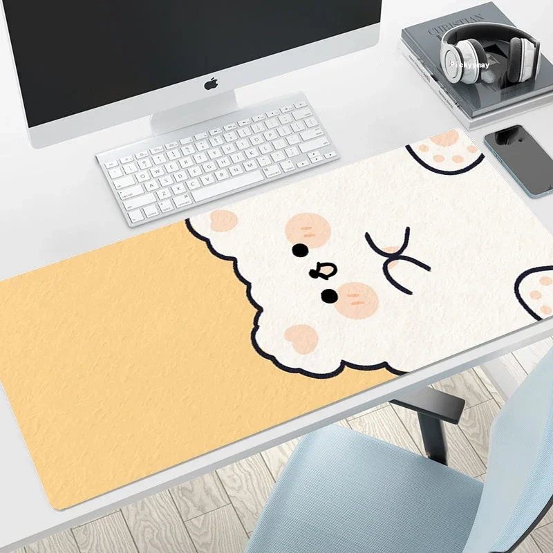 Sweet Cute Rabbit Extended Gaming Mouse Pad, Strawberry Rainbow Decor Non‑Slip Rubber Keyboard Desk Pad Office