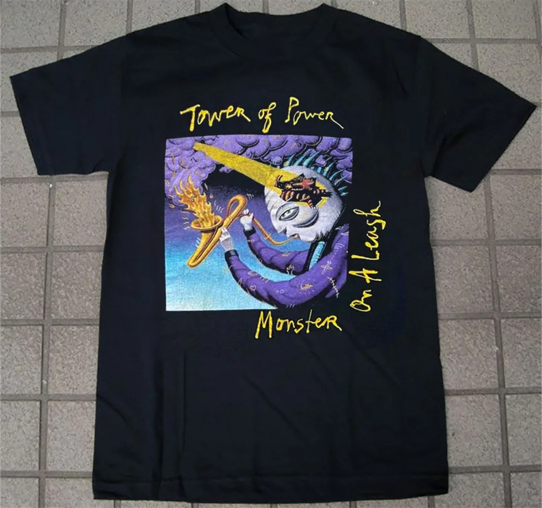 Tower Of Power Monster On A Leash Black T-Shirt Cotton Unisex Full Size AL281